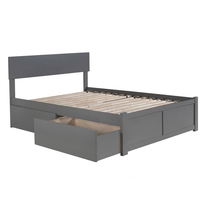 Platform Bed - Storage Drawers & Flat Panel Footboard - Modern Bedroom Furniture