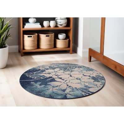Power Loomed Geometric Floral Traditional Stain Resistant Area Rug - 63' X '63' X '0.5