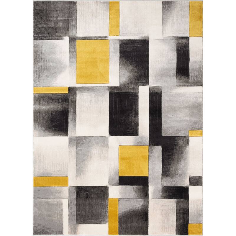 Well Woven Good Vibes Louisa Modern Geometric Area Rug - 7' 10" x 9' 10" - Gold - Rectangle