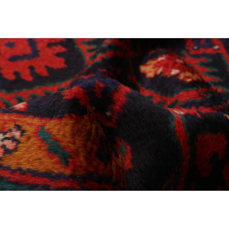 ECARPETGALLERY Hand-knotted Andelz Navy, Red Wool Rug - 3'8 x 13'5