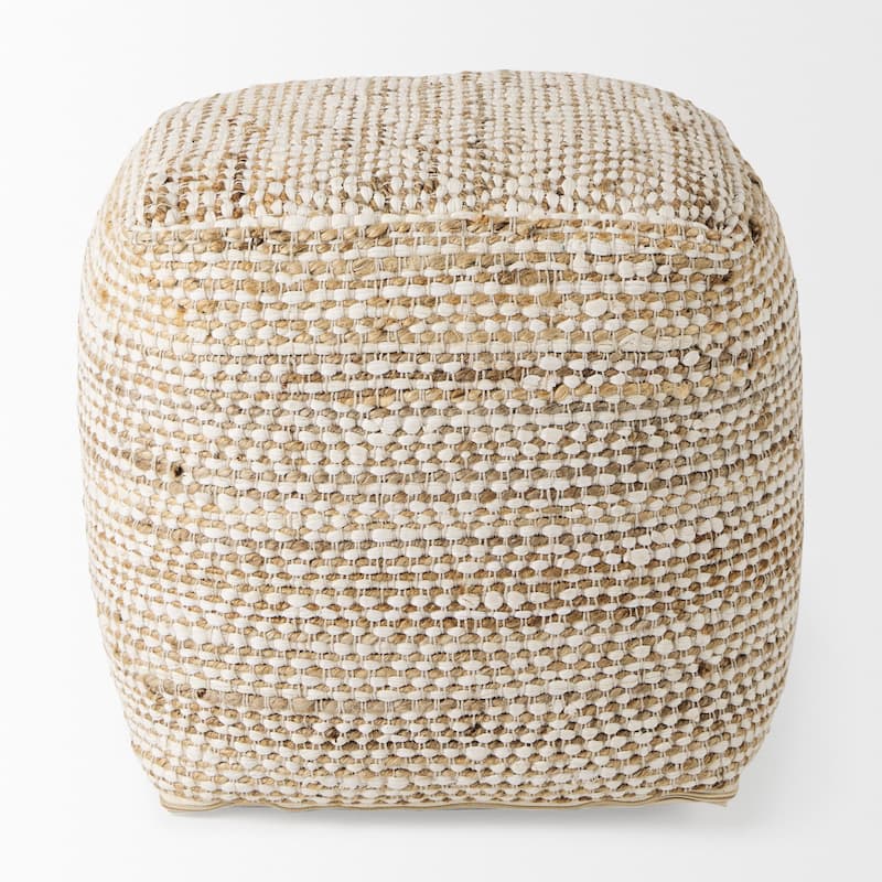 Mercana "Ekani" Cream & Beige Cotton Square Pouf