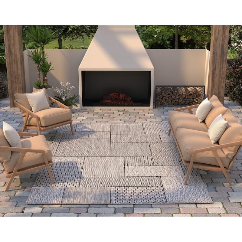 Domani Brush Colorblock Indoor/Outdoor Area Rug