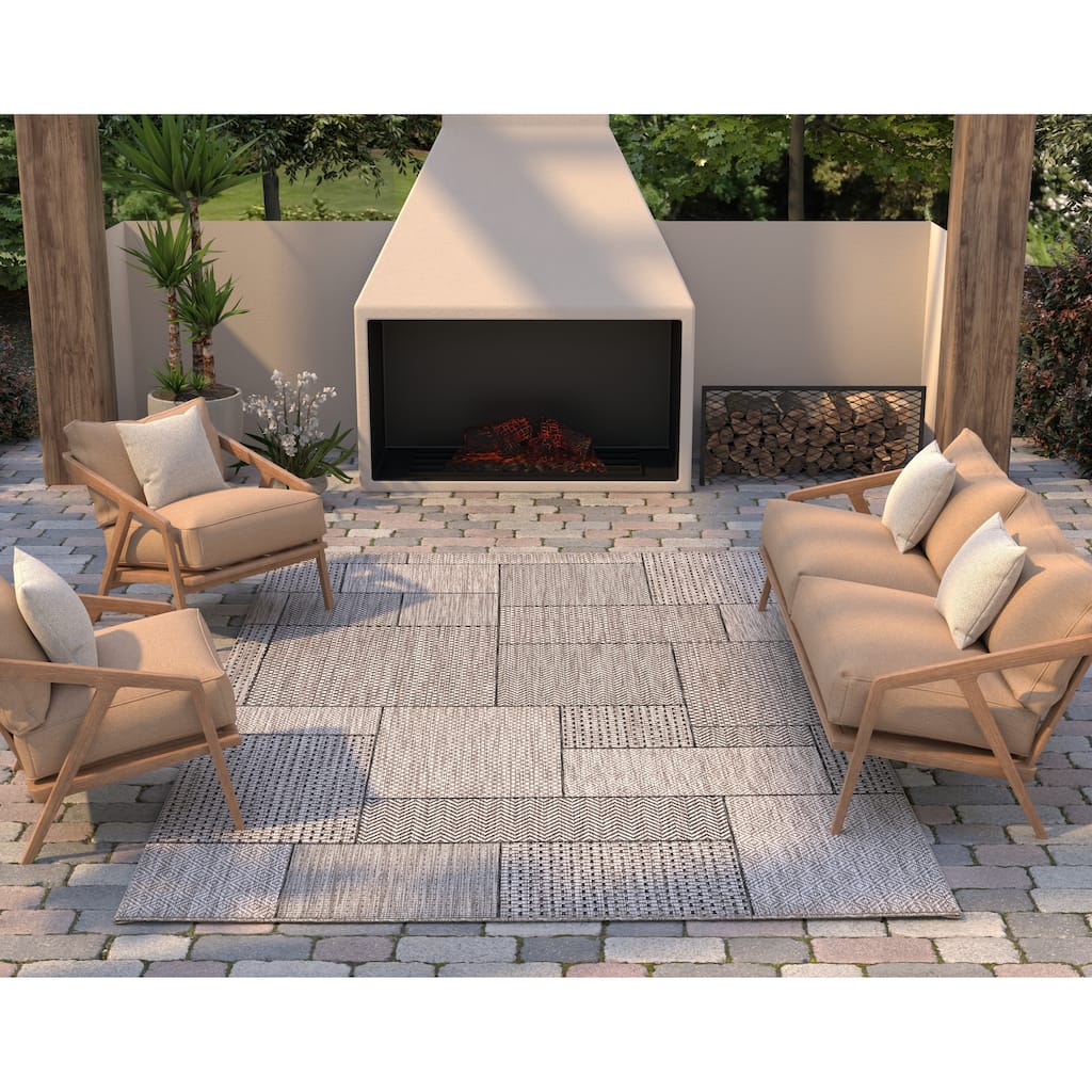 Domani Brush Colorblock Indoor/Outdoor Area Rug