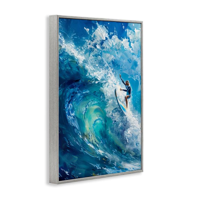 Stupell Soul Surfer on Tidal Wave Framed Giclee Art Design By LSR Design Studio