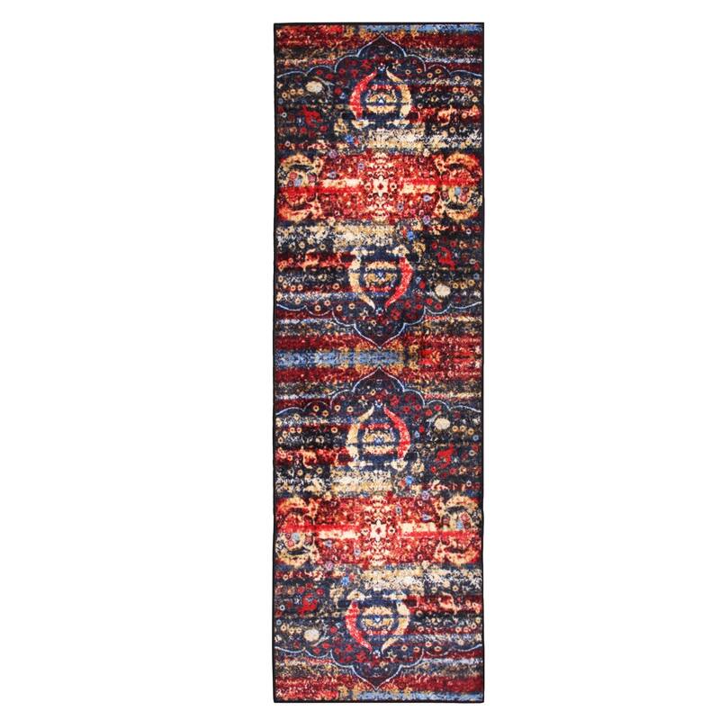 Superior Oswell Medallion Non-Slip Washable Indoor Runner or Area Rug