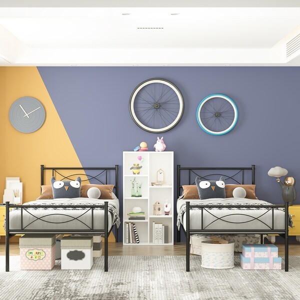 Yoneston Easy-to-assemble Metal Twin Platform Bed Frame with