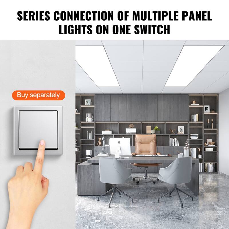 2 Pack LED Flat Panel Light, Surface Mount LED Drop Ceiling Light Fixture with Adjustable Color Temperature 3500K/4000K/5000K