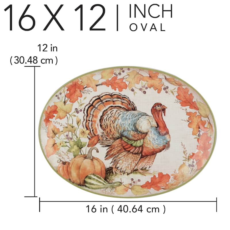 Certified International Autumn Breeze Oval Turkey Platter, 16" X 12" - 16" x 12" x 1.25"