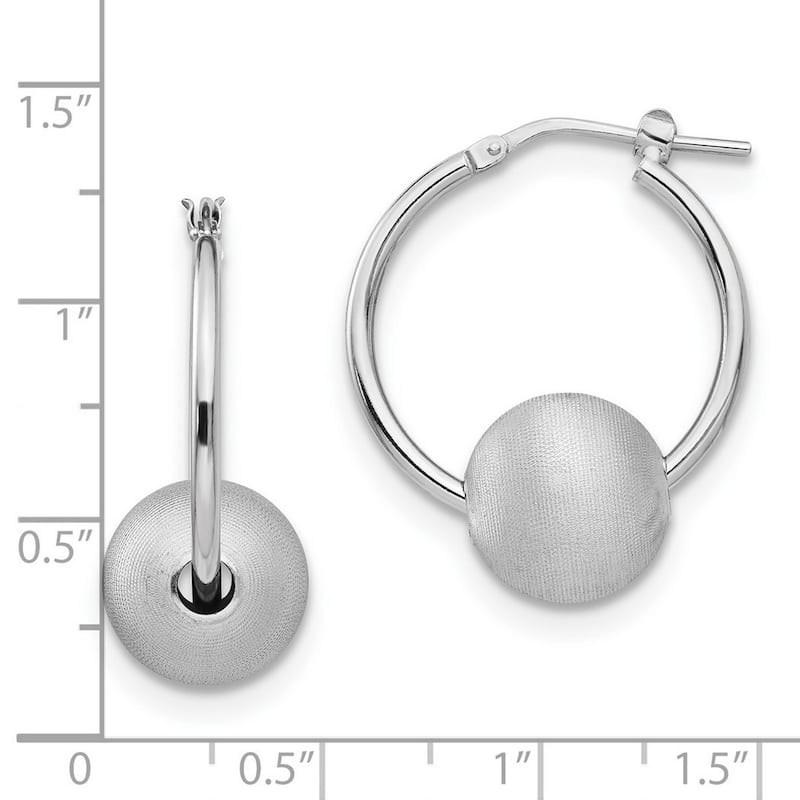 Curata 925 Sterling Silver Satin Ball Dangle Hoop Earrings (28mm)
