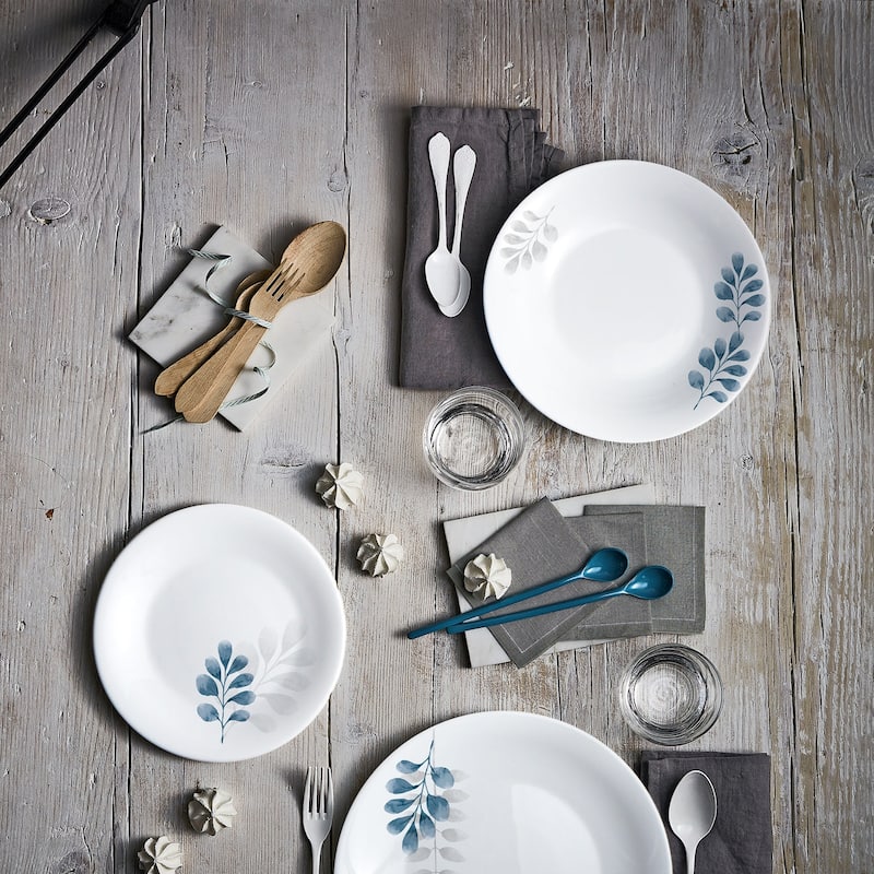 Bormioli Rocco White Moon Botanica Blue Plate Set of 6