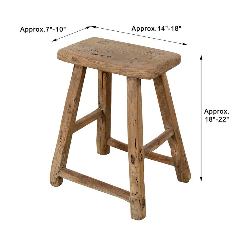 Artissance Rectangular Rustic Vintage Stool, Weathered Natural Wood Finish (Size & Finish Vary) - Approx size 12-20 in wide