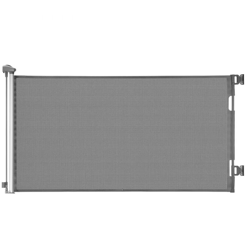 Retractable Baby Gate with Escape-Proof Bottom Hook and Mesh Design for Kids and Pets Safety - 55” x 33” - Grey