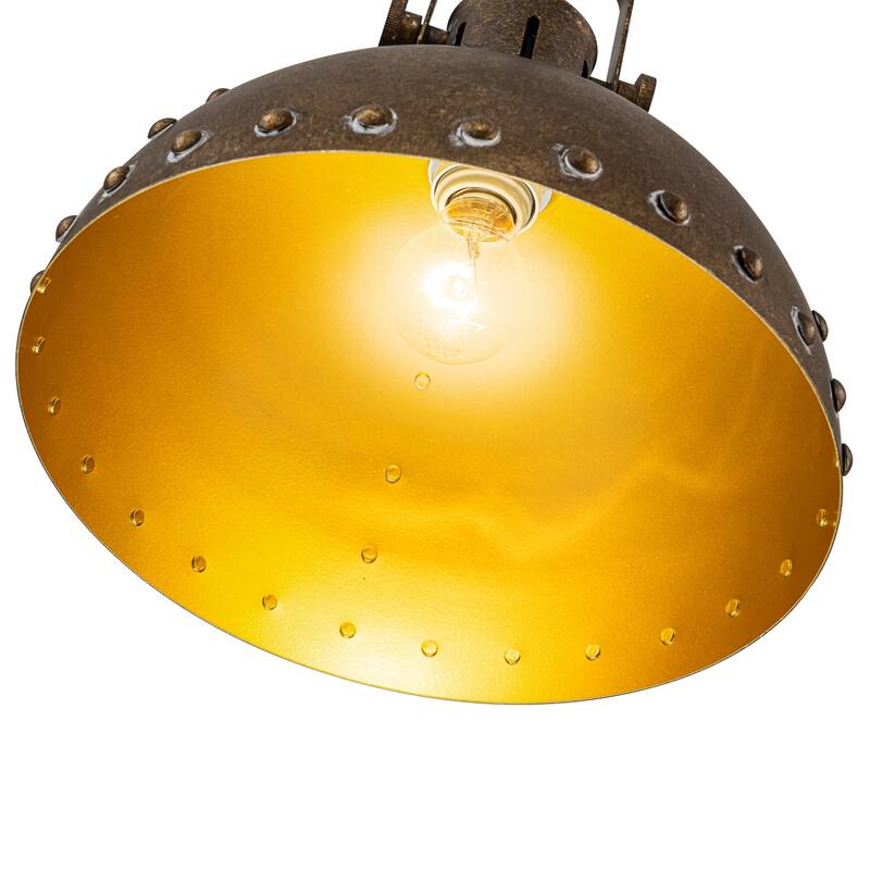 1-Light Antique Gold Chandelier 11.8in. Metal Dome Pendant Light - Antiqued Gold - 11.8''W