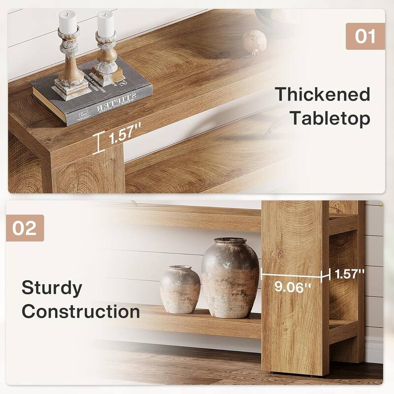70.9-Inch 3-Tier Extra Long Console Table with Storage for Entryway, Living Room, Hallway