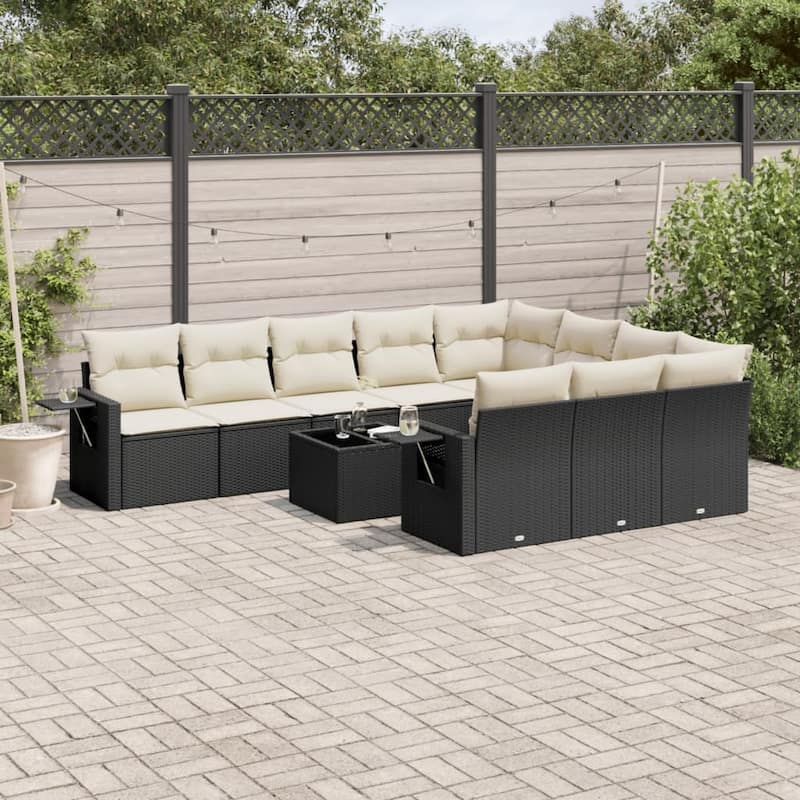 vidaXL Garden Sofa Set - Black and cream Without table