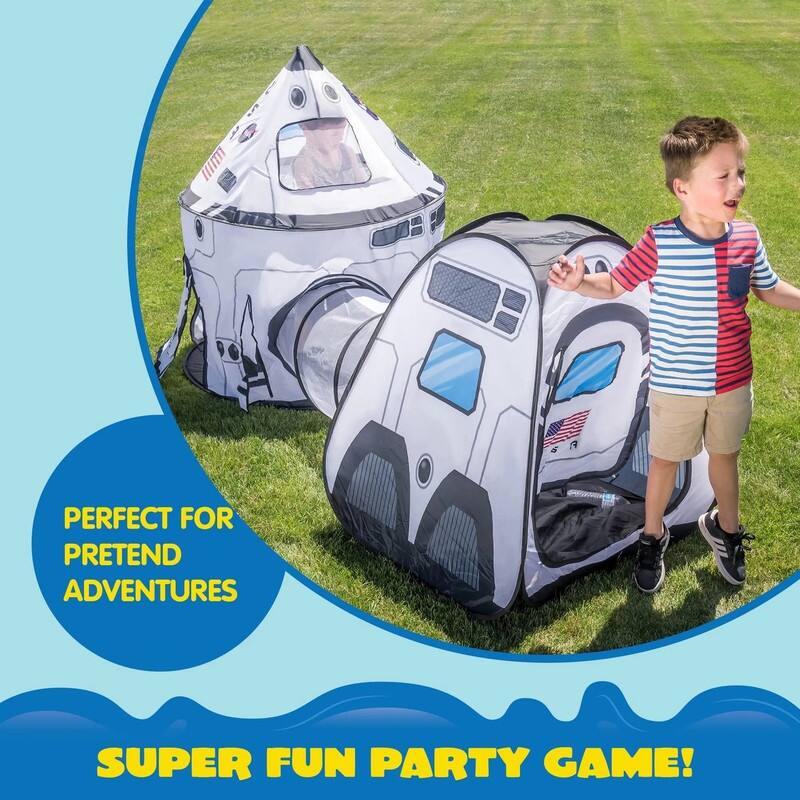 Rocket Ship Pop up Play Tent with Tunnel and Playhouse