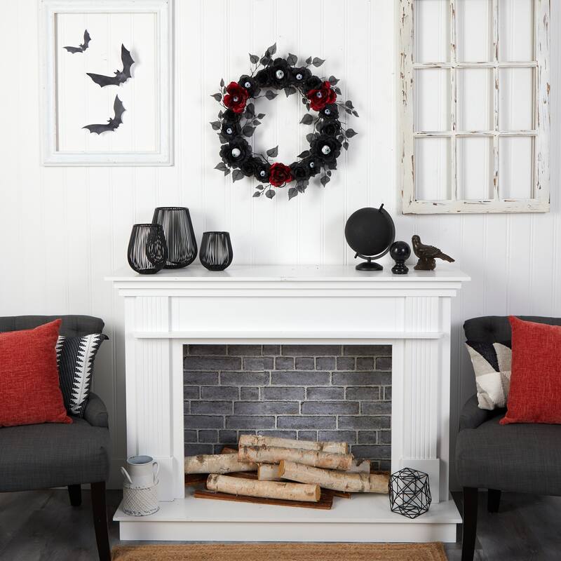 Eyeball and Rose Halloween Artificial Wreath, 24-Inch, Unlit