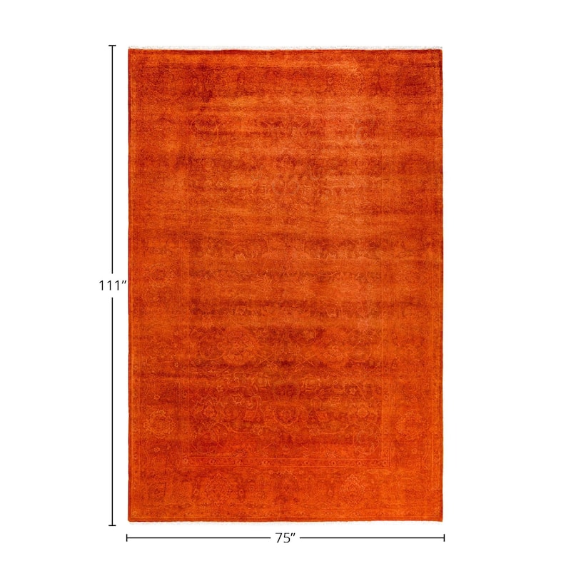 Fine Vibrance, One-of-a-Kind Hand-Knotted Area Rug - Orange, 6' 3" x 9' 3" - 6' 3" x 9' 3"