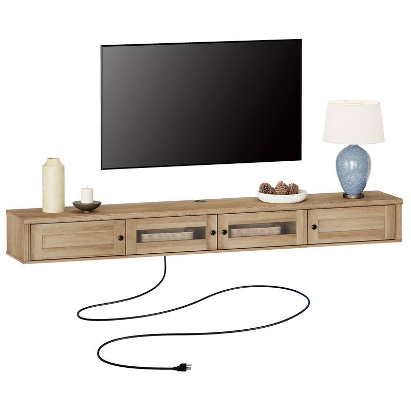 Door Floating TV Stand with Charging Station