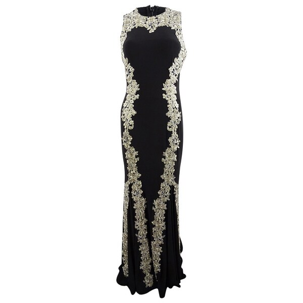 betsy and adam black and gold dress