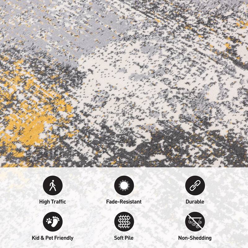 World Rug Gallery Prague Distressed Abstract Area Rug