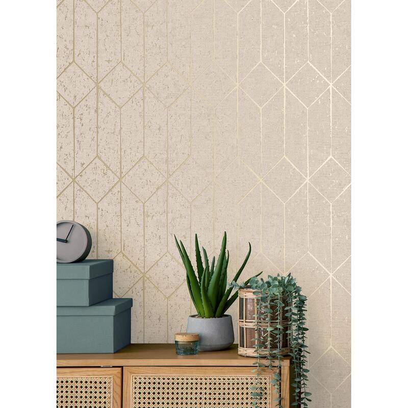 Advantage Hayden Bone Concrete Trellis Wallpaper