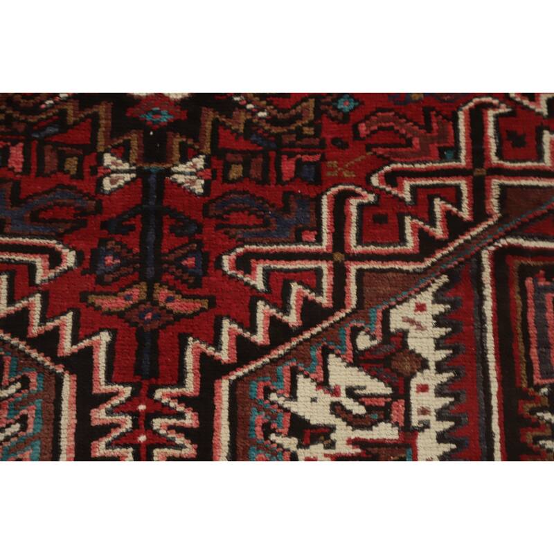 Hand Knotted Oriental 100% Wool Carpet Traditional Medallion Red Heriz Area Rug - 9' 8'' X 6' 6''
