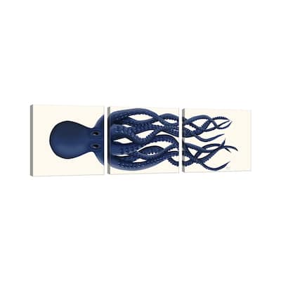 iCanvas "Giant Octopus Blue Panoramic" by Fab Funky 3-Piece Canvas Wall Art Set