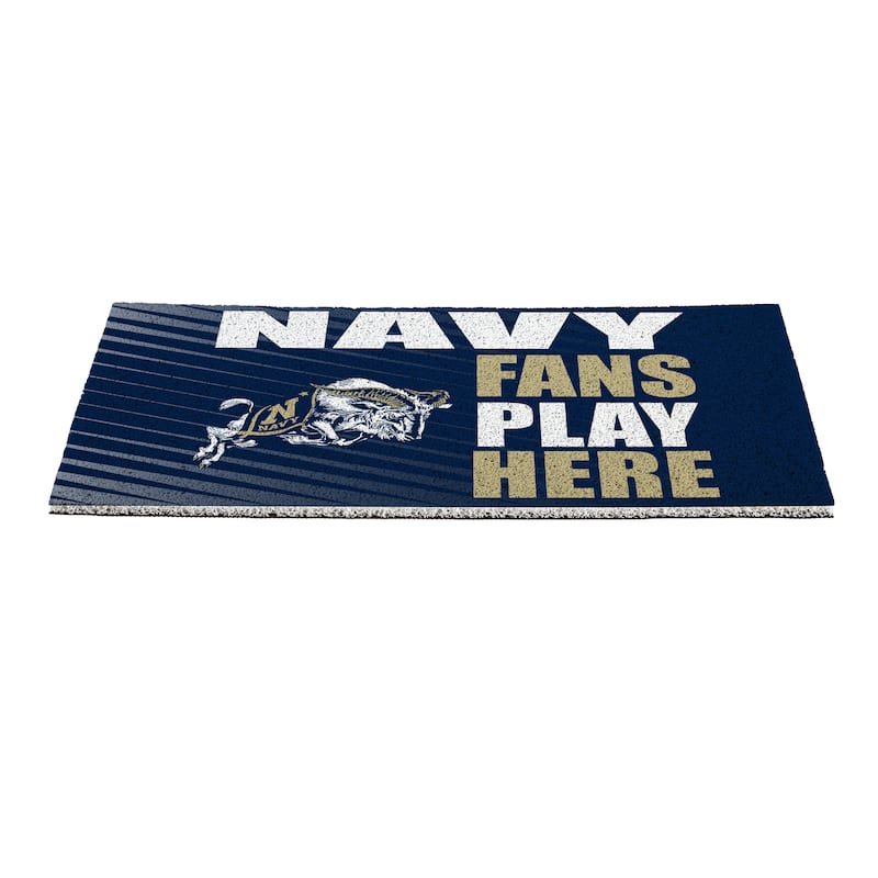 28 in. x 16 in. US Naval Academy "Fans Play Here" PVC Door Mat