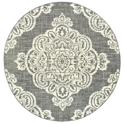 Style Haven Marianna Center Medallion Loop Pile Indoor Outdoor Rug