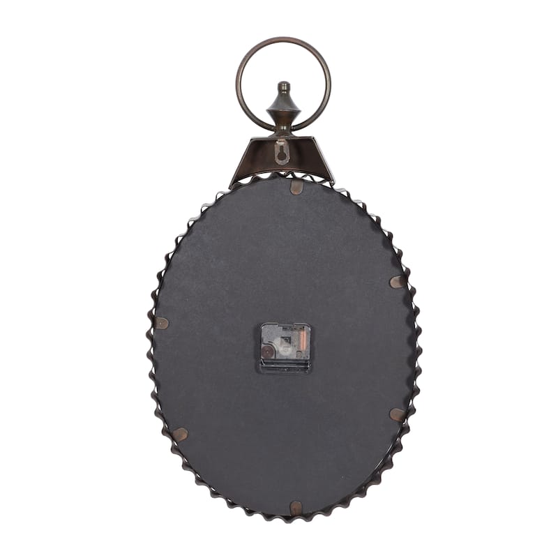 Black Metal Pocket Watch Style Decorative Wall Clock with Rope Accent
