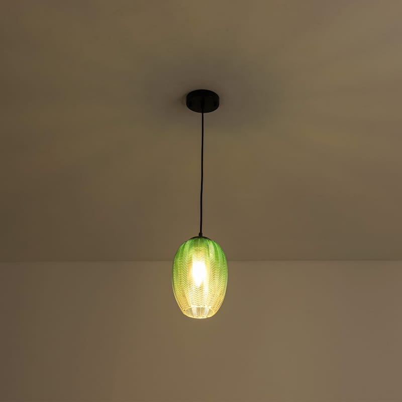 1/3-Light Modern Black Cylinder Colored Textured Gradient Glass Pendant Light for Kitchen Island or Stairway