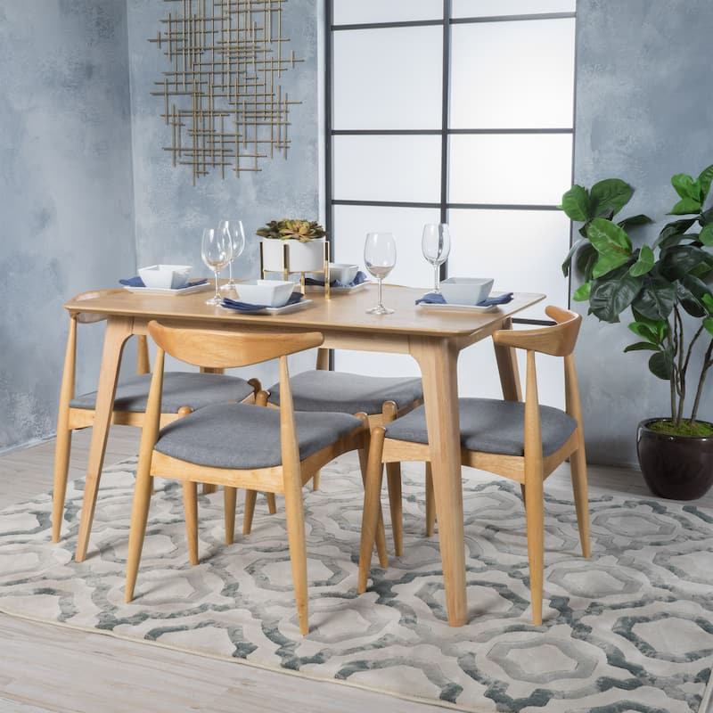 Francie Mid-century 5-piece Dining Set by Christopher Knight Home - Grey + Oak