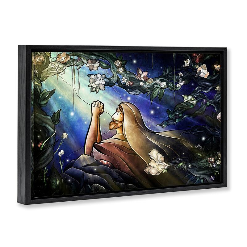 Stupell Religious Gethsemane Prayer Framed Floater Canvas Wall Art Design By Mandie Manzano
