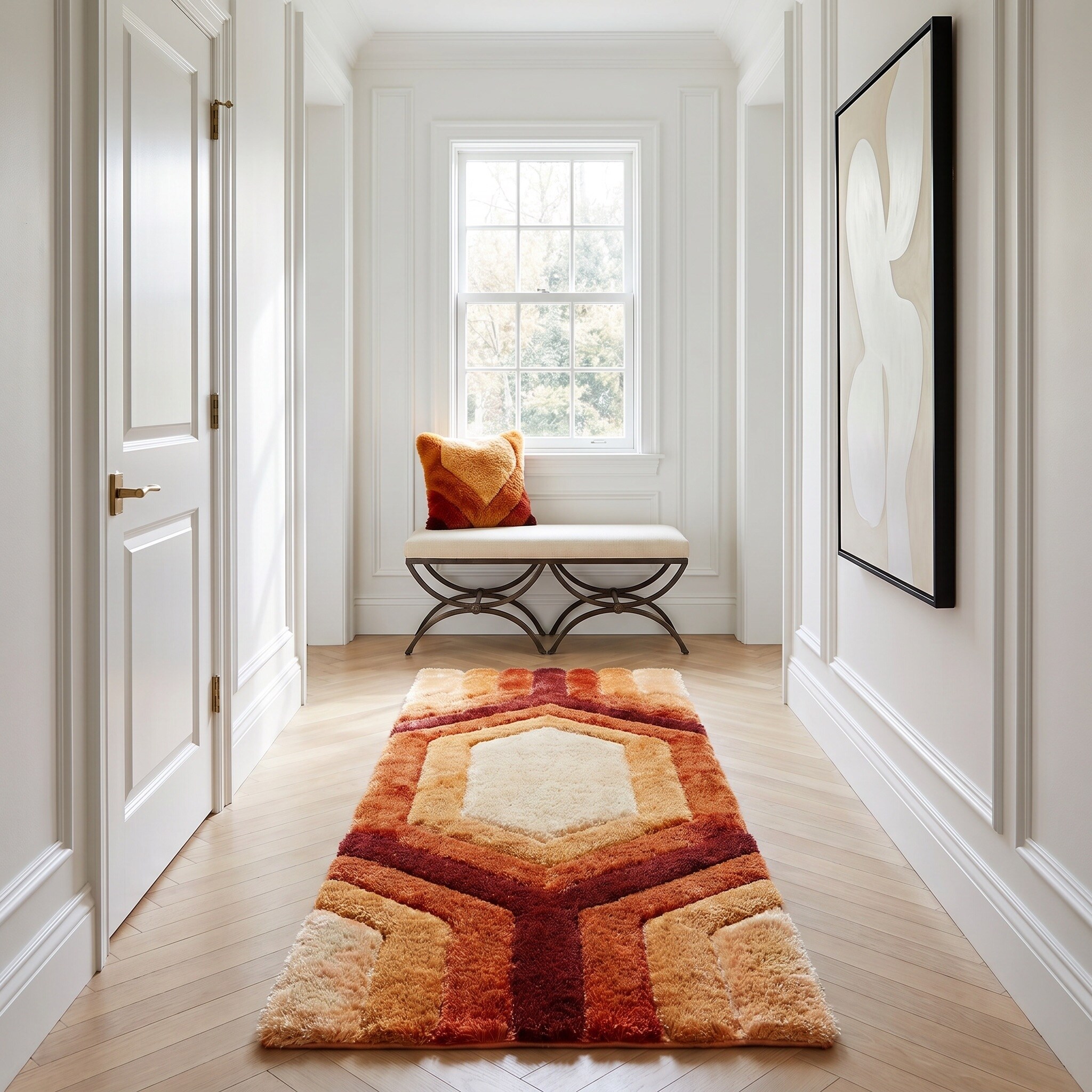 Mateos Shag Red/Orange Contemporary Designed Area Rug - On Sale