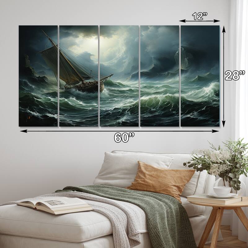 Designart "Bathroom Toilet Coastal Escape II" Bath & Laundry Multipanel Canvas Print set