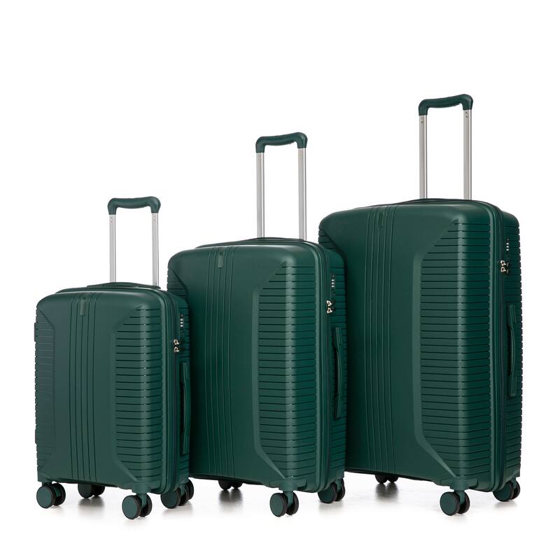 20"/24"/28" 3 pcs/set in PP Spinner Wheel Luggage, Carry on Suitcase, Matching Color, Combination Lock - Emerald