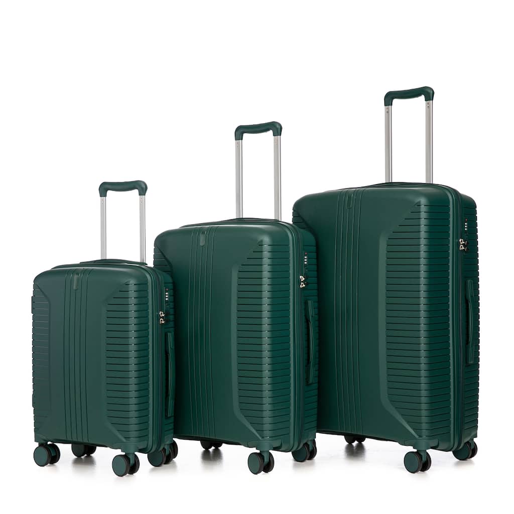 3-Piece, Modern Luggage Sets, Multi-functional Luggage with Spinner Spinner and Combination Lock, for Boarding Travel, Emerald