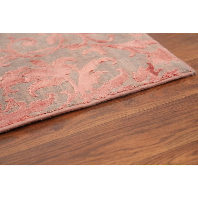 Machine Made Oriental Polyester Carpet All-Over Coral Distressed Area Rug - 7' 5'' X 5' 2''