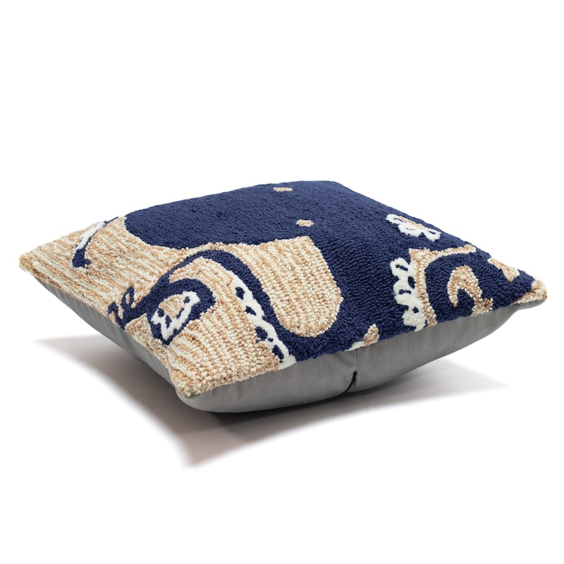 Liora Manne Frontporch Octopus Indoor/Outdoor Pillow Navy 18" Square
