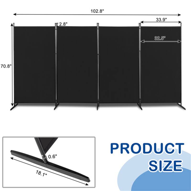 6FT Polyester Fabric Plastic Foldable Screen