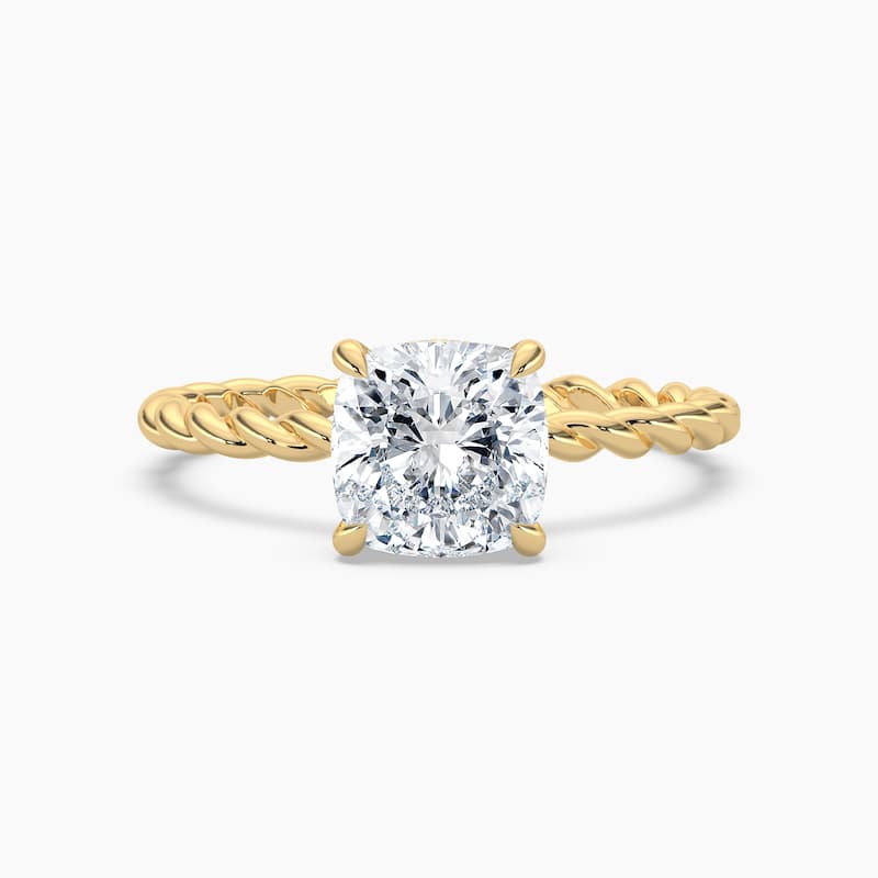 Auriya 14k Gold Lab Grown Cushion Diamond Twisted Hidden Halo Engagement Ring 1.00 to 5.00 ct. tw. (F-G, VS) - 7.5 - 1.00 carats - Yellow