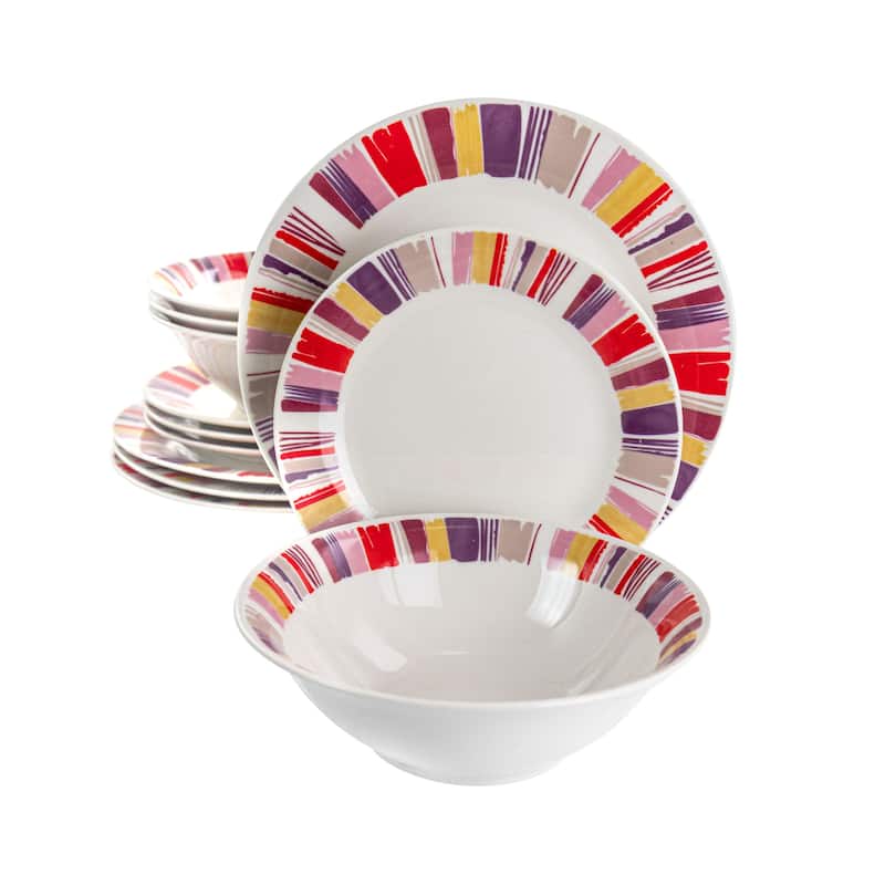 12 Piece Ceramic Dinnerware Set Multi Color - Multi - 12 Piece