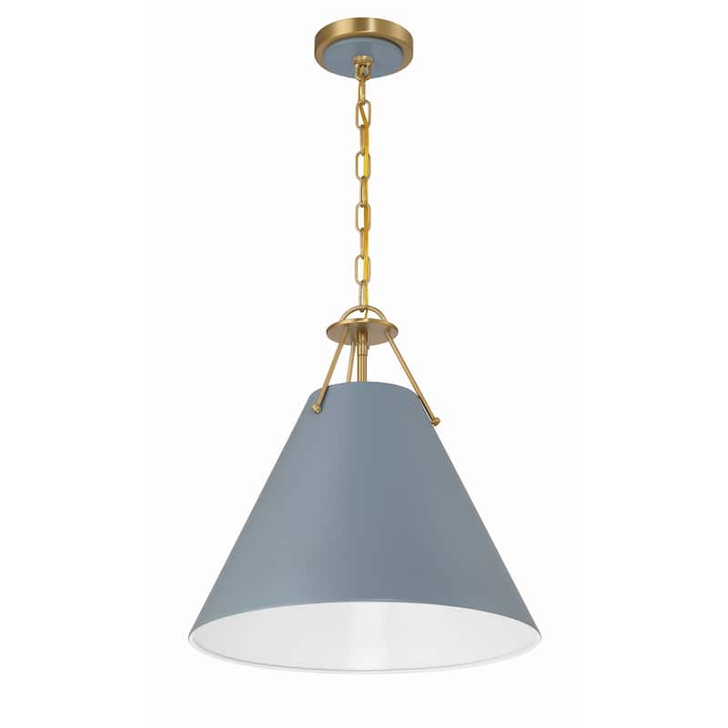 Xavier 3 Light Vibrant Gold and Blue Pendant - 16"W x 16.5"H x 16"D