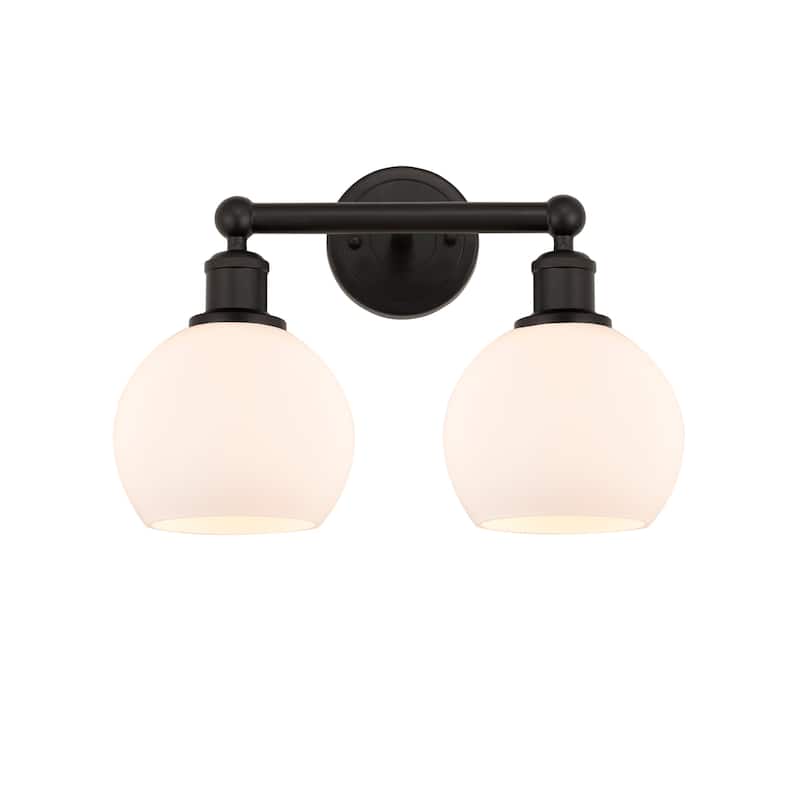 Innovations Lighting 616-2W-11-15 Athens Vanity Athens Deco Swirl 2 - Oil Rubbed Bronze / Matte White