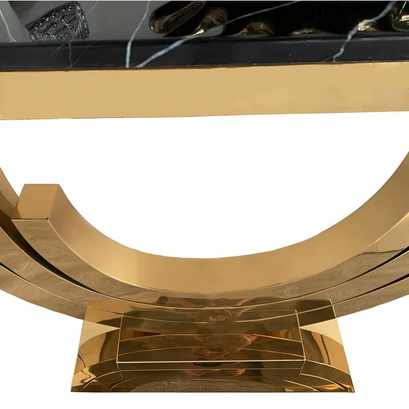 New Moon gold and Black Marble Console Table