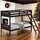 preview thumbnail 2 of 6, Kid Bed Frame Wooden Versatile Twin over Twin Bunk Bed with Built-in Ladder