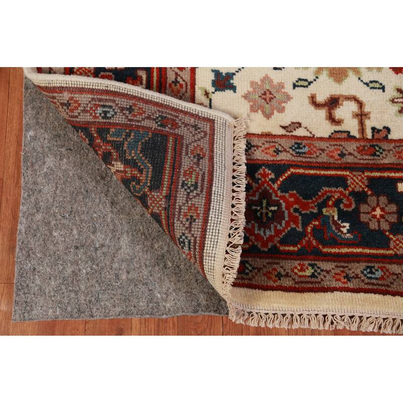 Hand Knotted Oriental 100% Wool Carpet Traditional Geometric Beige & Ivories Ziegler Area Rug - 9' 0'' X 6' 0''