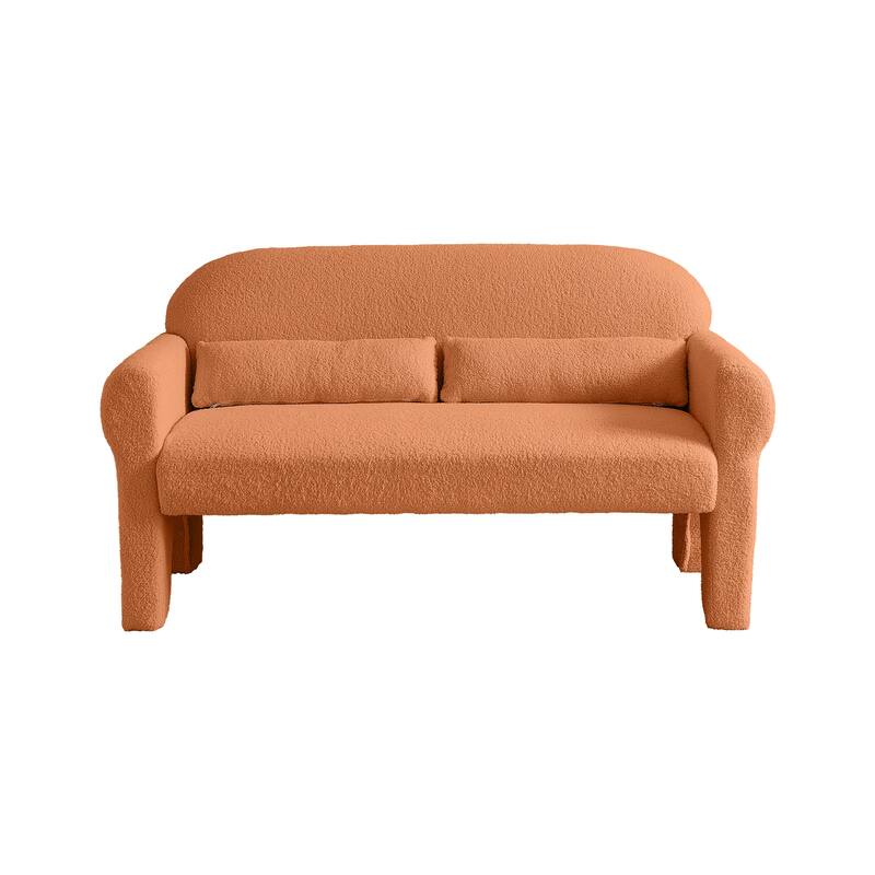 Orange Foam Modern Boucle Loveseat for Living Room