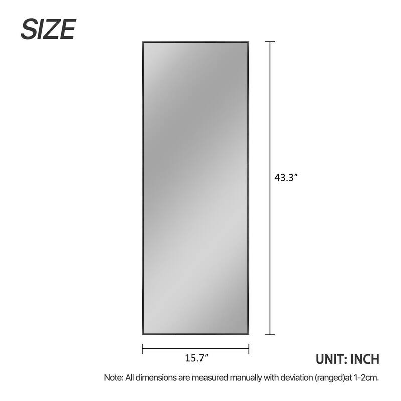 Modern Sleek Metal Frame Full-length Hanging or Leaning Wall Mirror